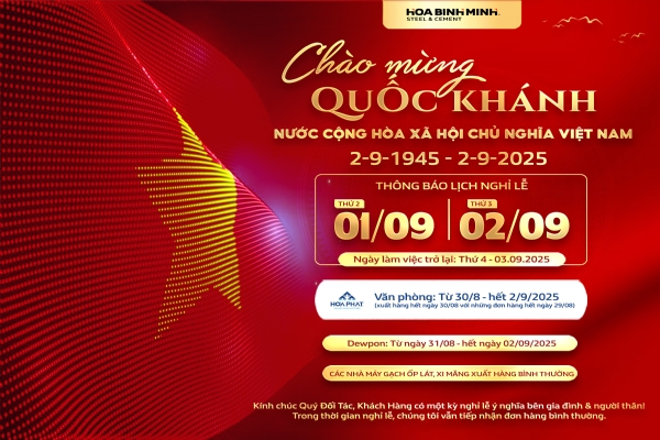 THÔNG BÁO LỊCH LÀM VIỆC KỲ NGHỈ LỄ QUỐC KHÁNH 2/9/2025